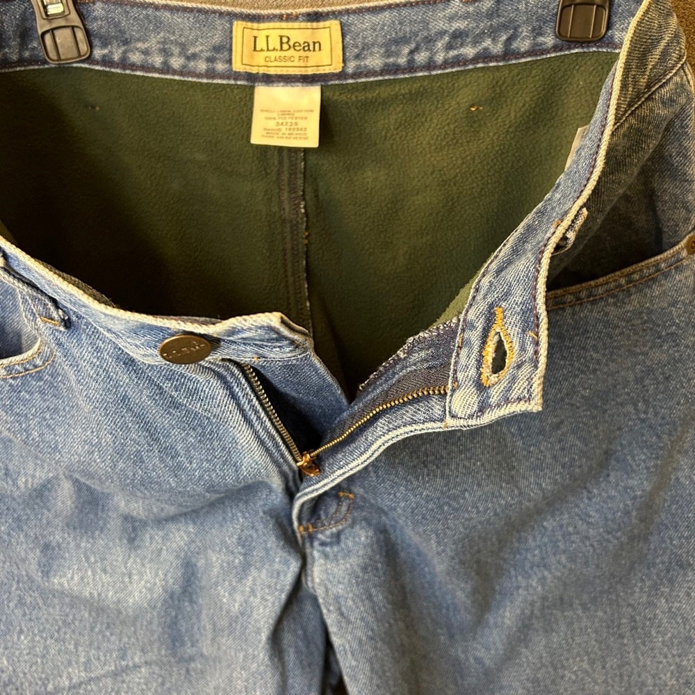 LL Bean Classic‎ Fit Fleece Lined Jeans Mens 33x29  Blue Denim Work Pants